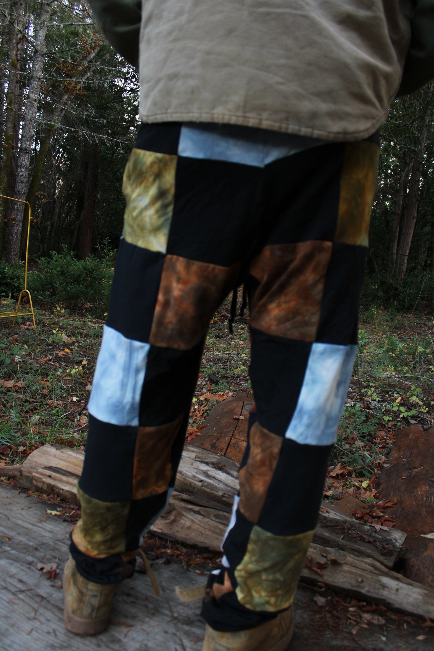 Large Drop Crotch Jogger Checkered Patchwork