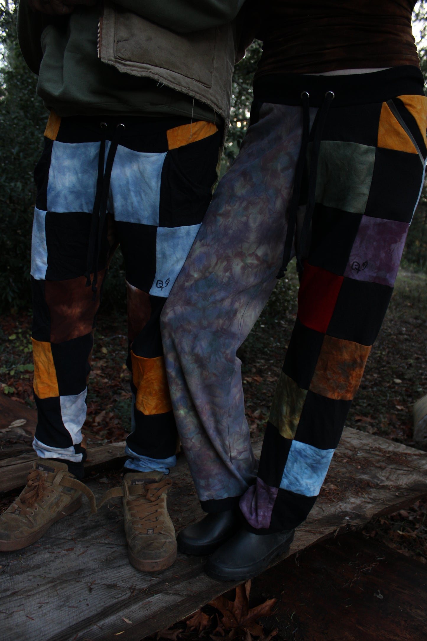 Large Drop Crotch Jogger Checkered Patchwork