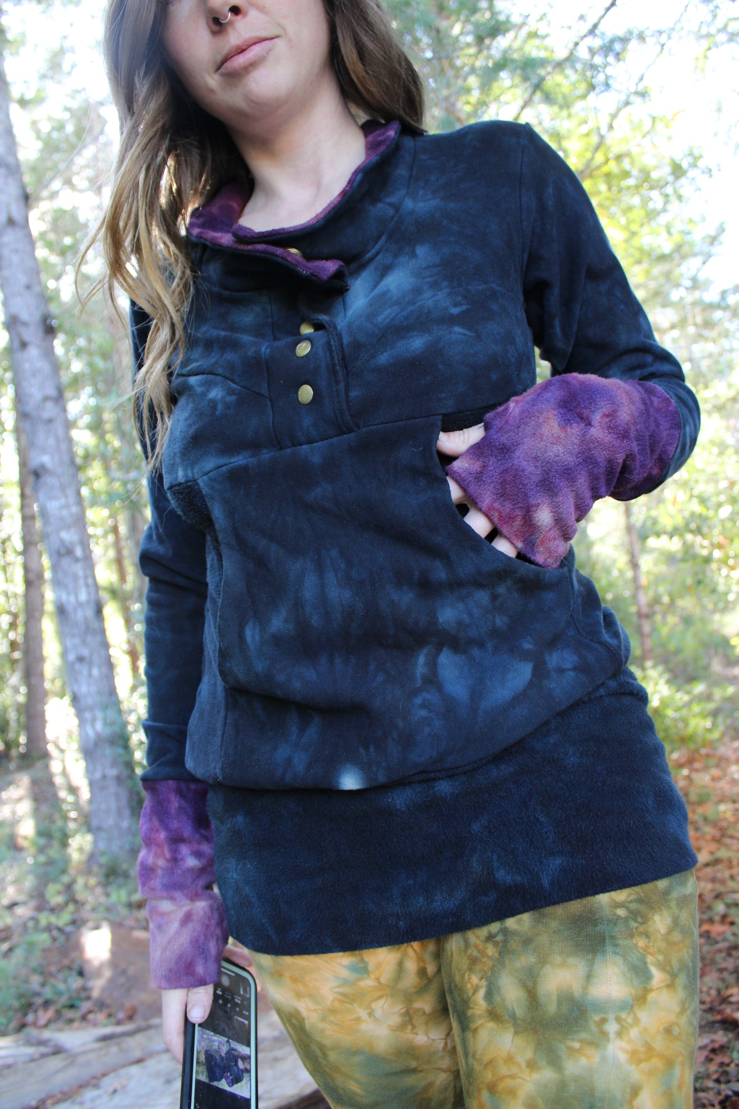 Sold-Custom Medium Pullover/Dress Button Up Lapis/Sugilite Colorway