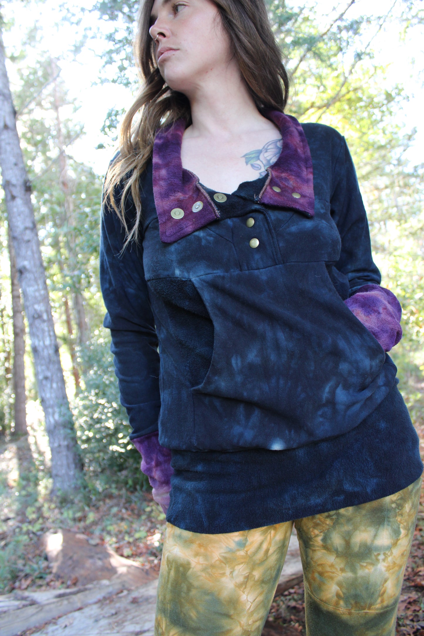 Sold-Custom Medium Pullover/Dress Button Up Lapis/Sugilite Colorway