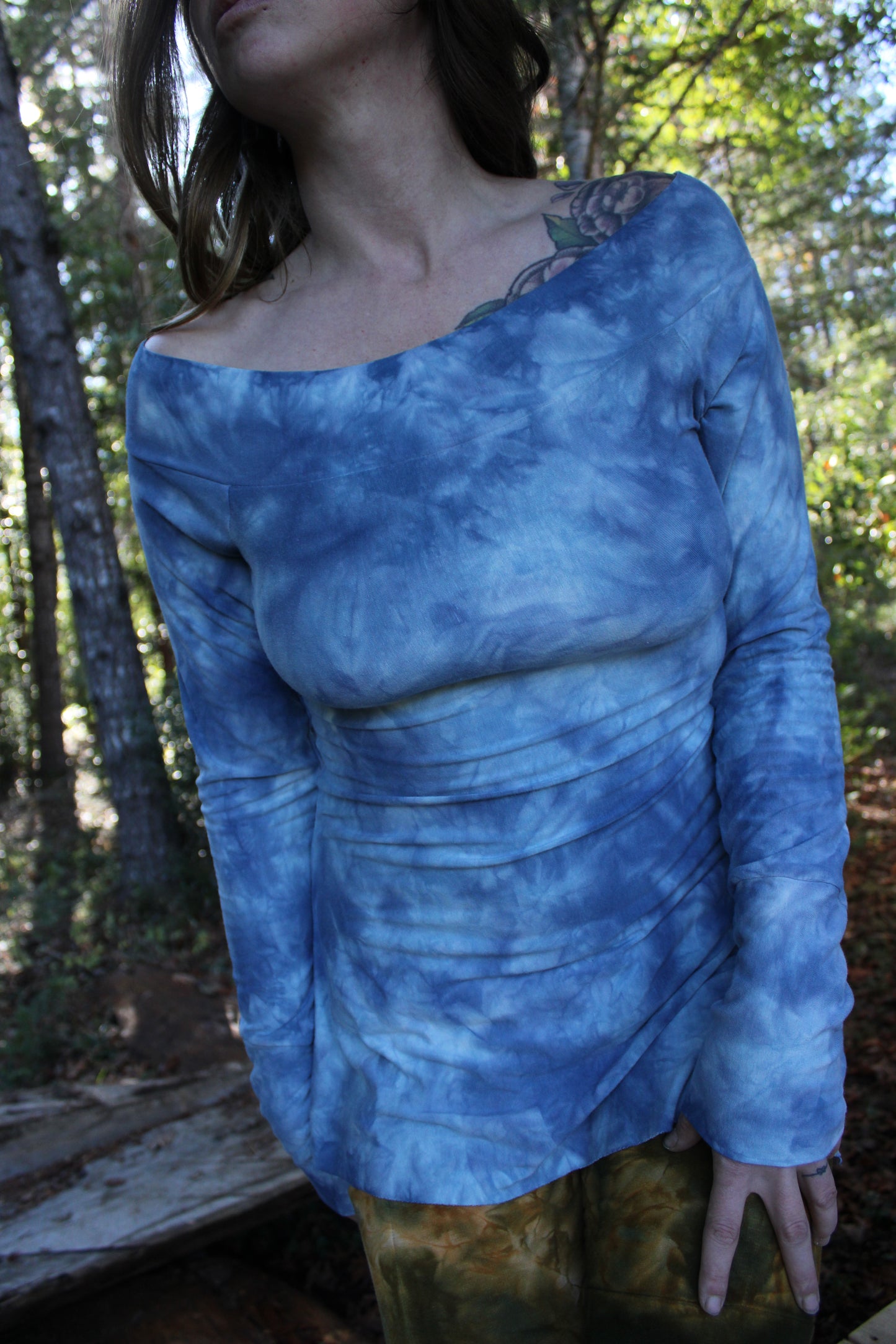 Sold-Custom Small Off The Shoulder Tunic Larimar Colorway
