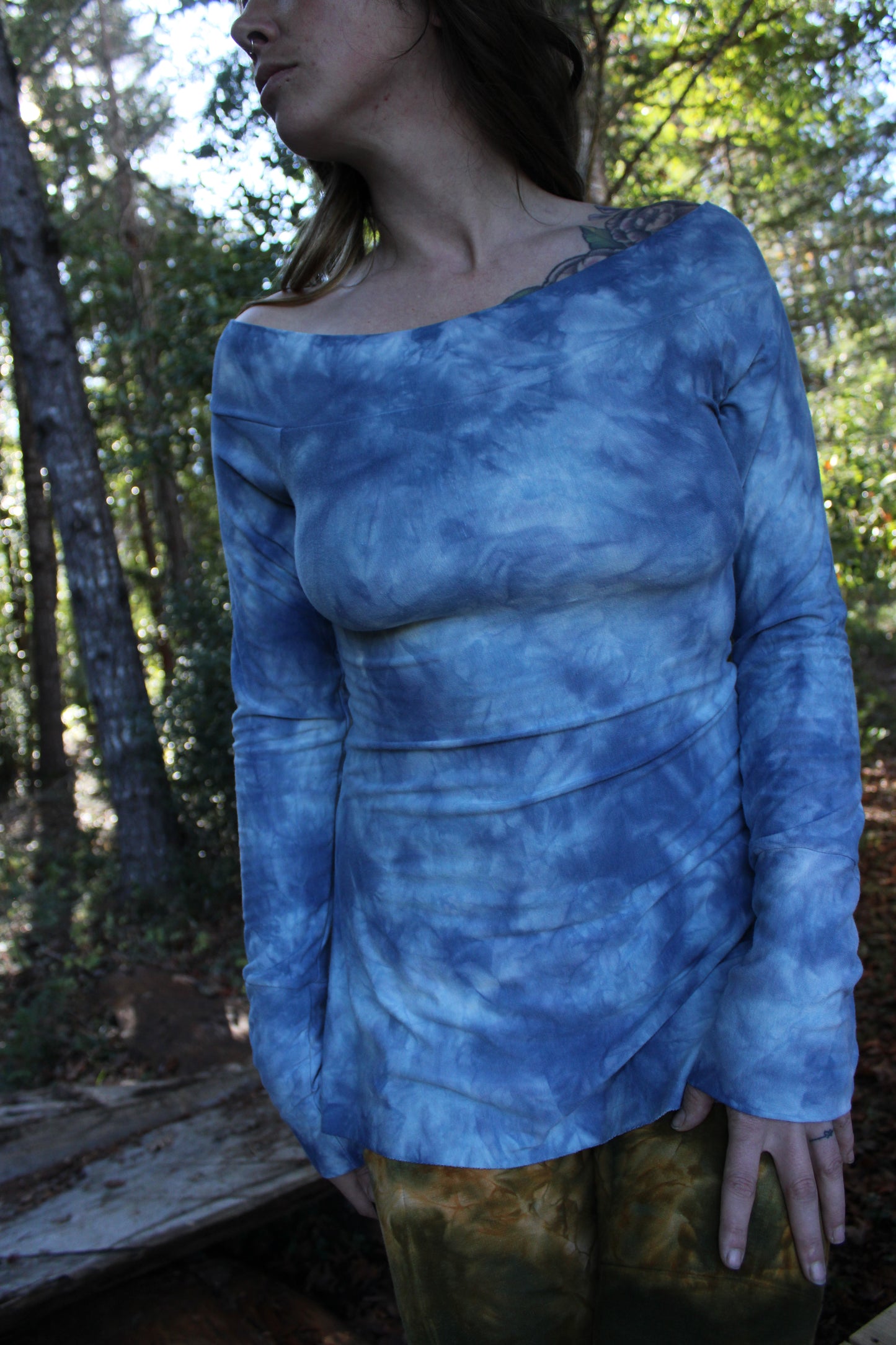 Sold-Custom Small Off The Shoulder Tunic Larimar Colorway