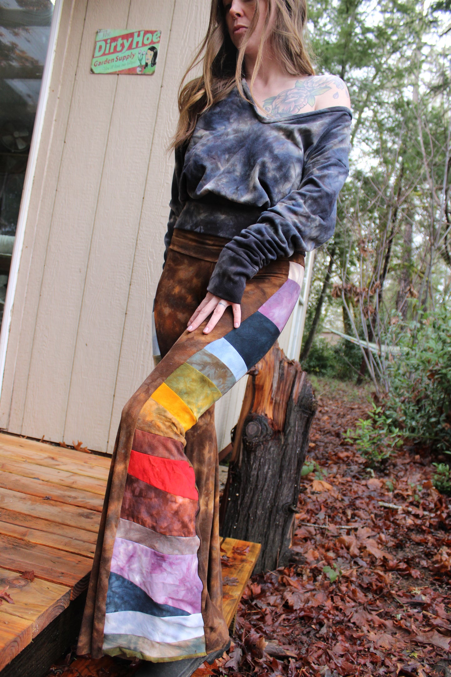 Small Highwaisted Bell Bottoms Rainbow Colorway