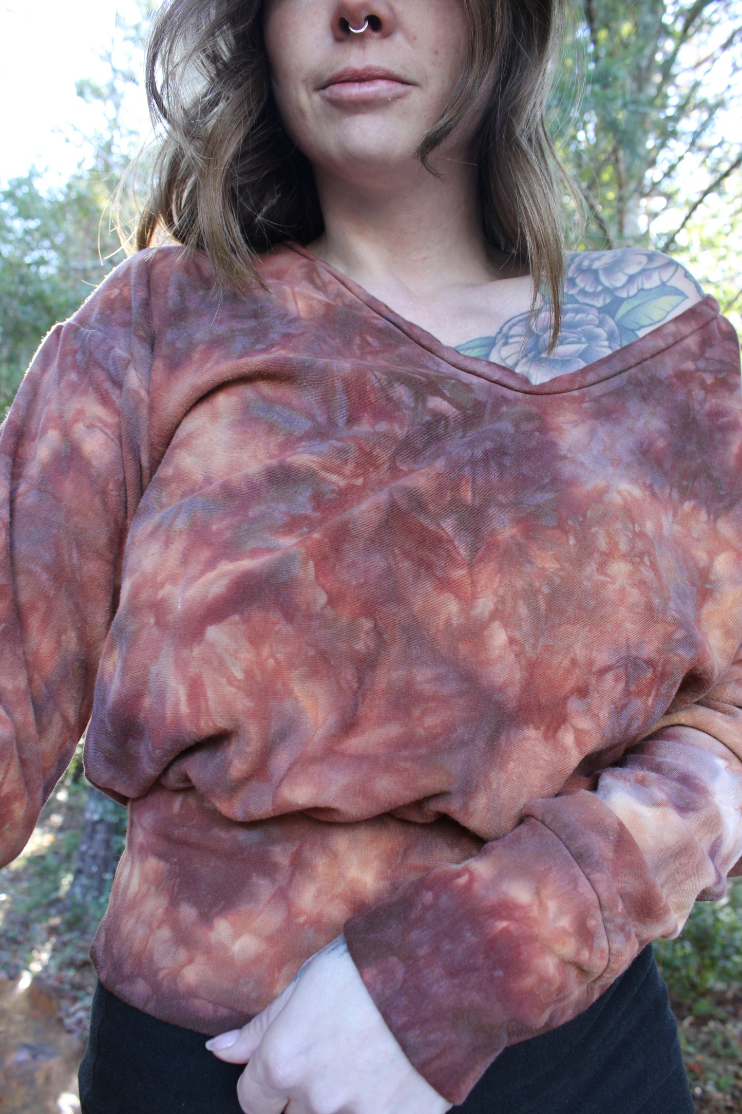 Sold-Custom Small Oversized crop L/S V Neck Jasper Colorway