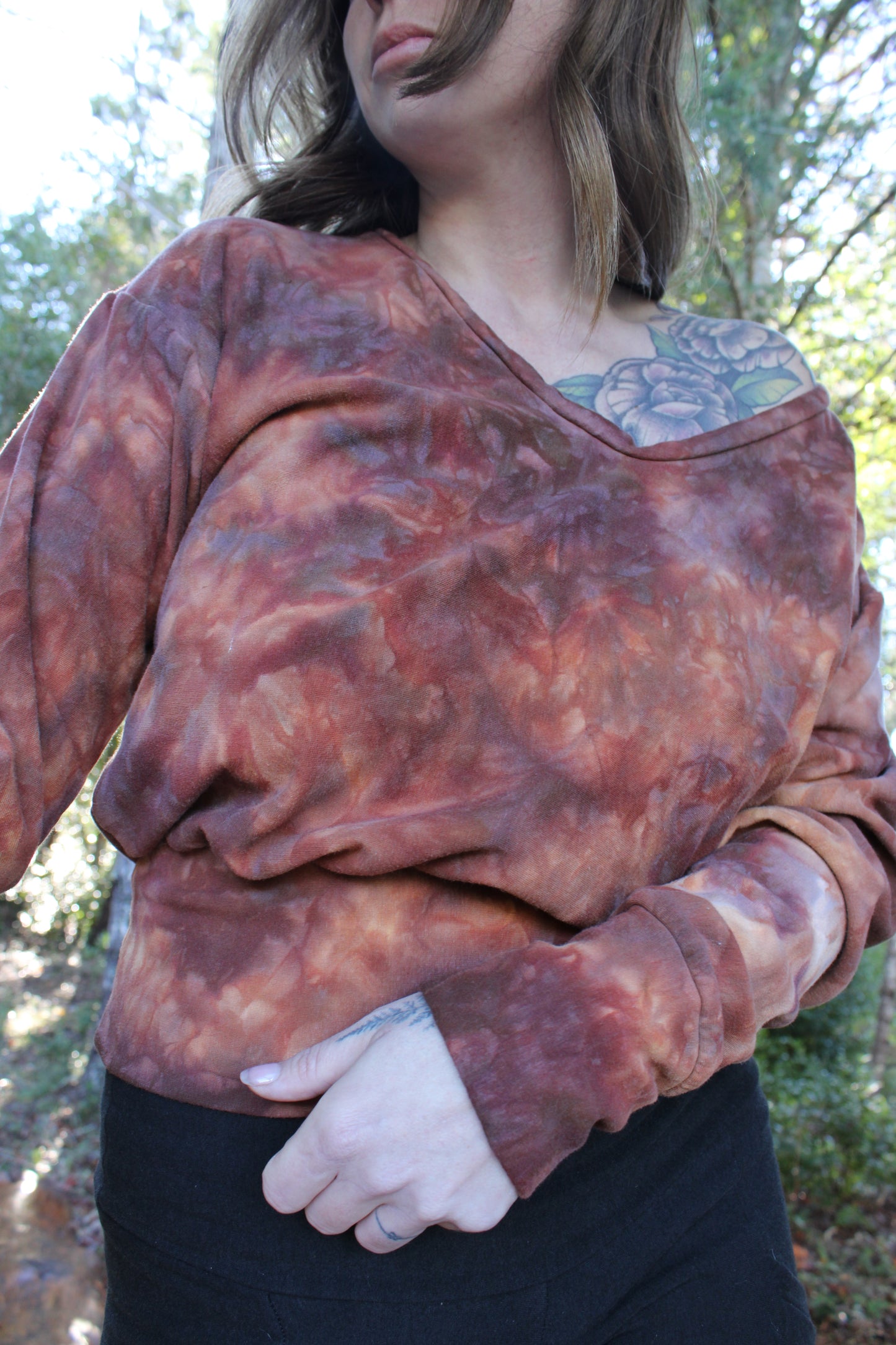 Sold-Custom Small Oversized crop L/S V Neck Jasper Colorway