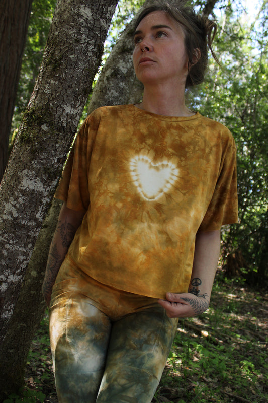 Medium Crop T Crewneck (Heart) Amber Colorway
