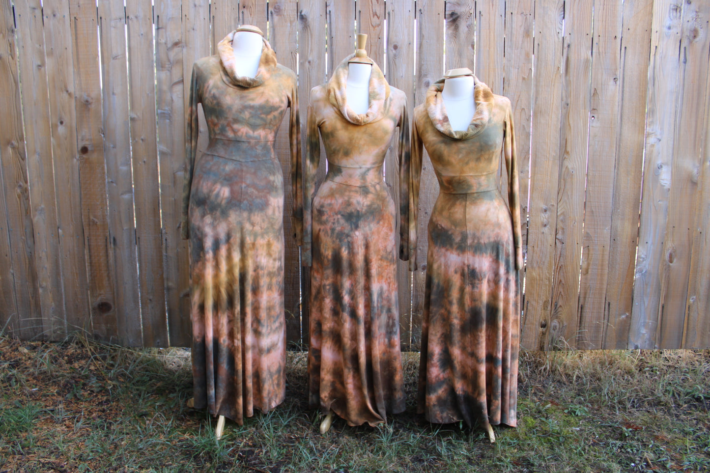 Maxi Hooded Fairy Dress Amber/ Petrified Redwood Colorway