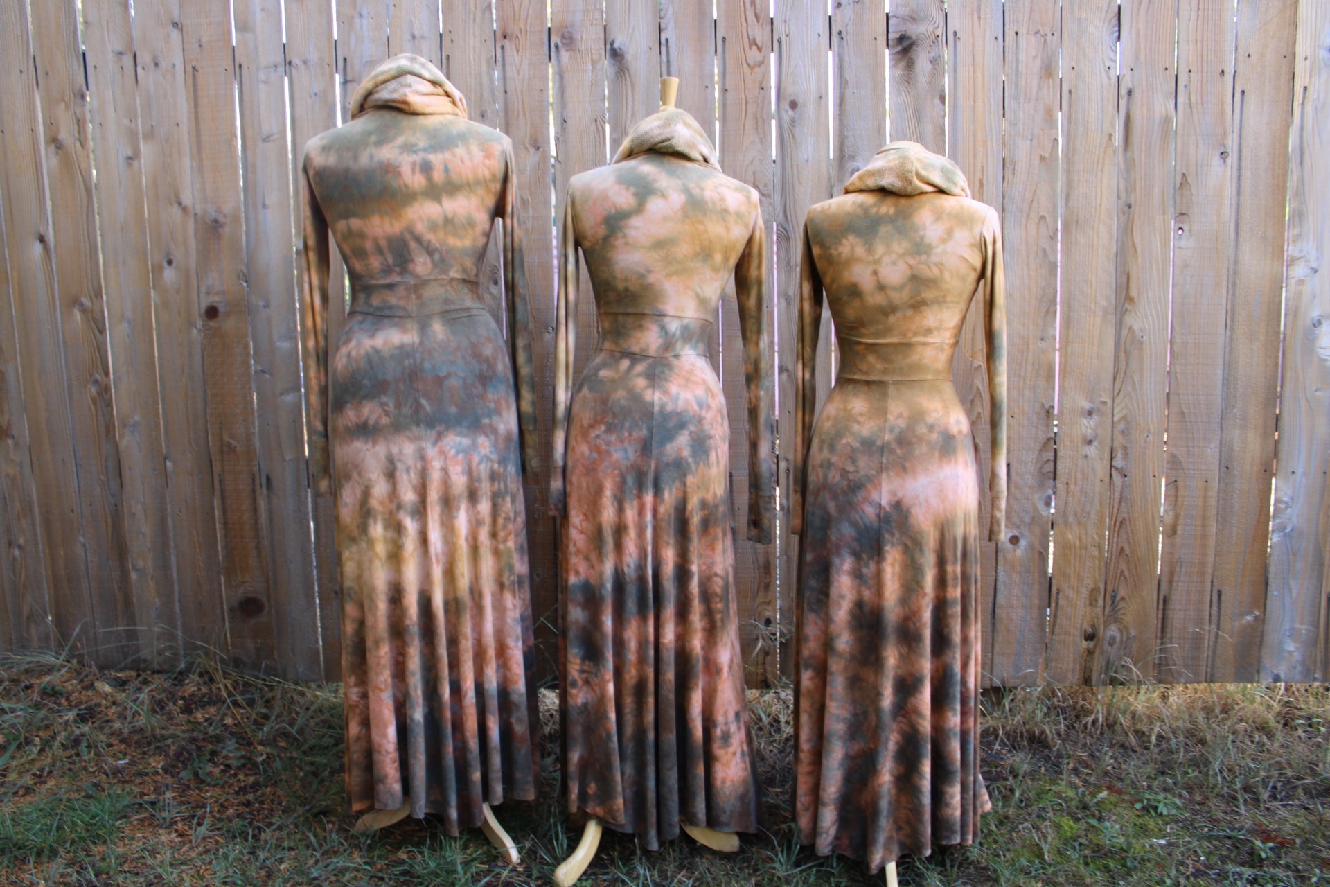 Maxi Hooded Fairy Dress Amber/ Petrified Redwood Colorway domuniquethreads Maxi Hooded Fairy Dress Amber/ Petrified Redwood Colorway domuniquethreads