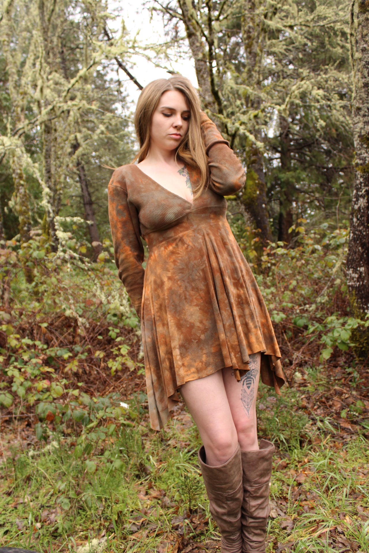Medium Fairy Long Sleeve Dress Petrified Redwood Colorway