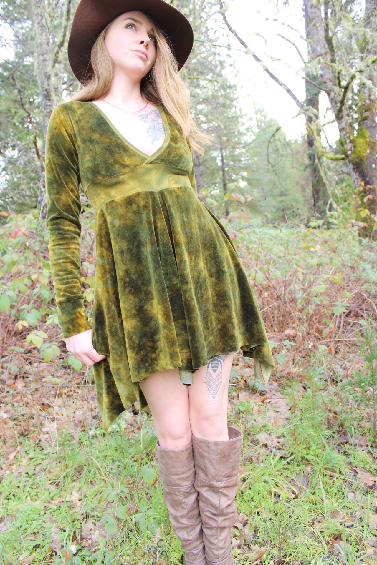 Small Fairy Long Sleeve Dress Moss Agate Colorway