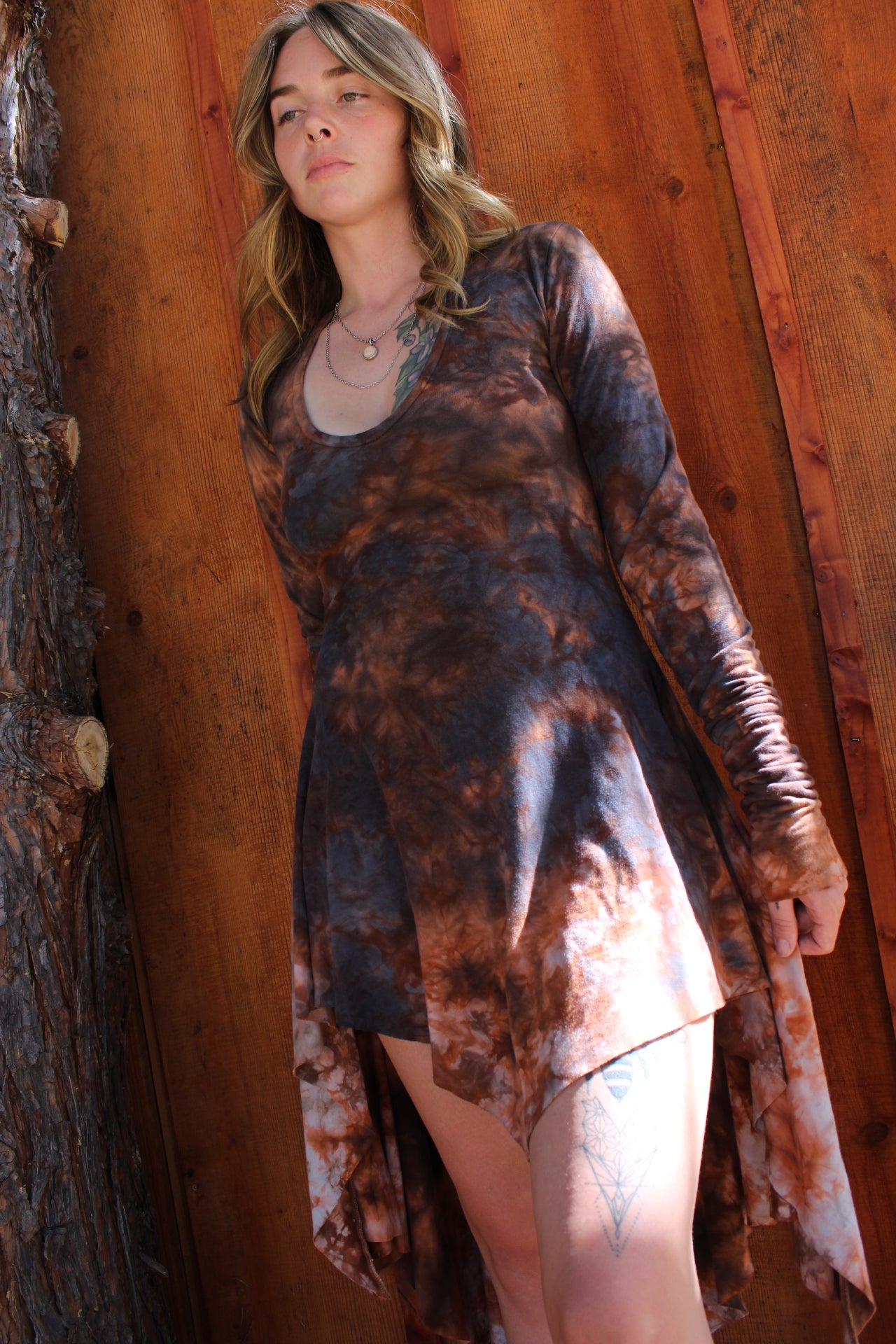 Small Highlow Maxi Fairy Long Sleeve Dress Ammolite Colorway