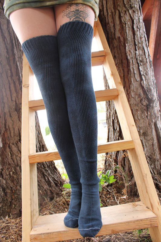 One Size Thigh High Socks Lapis Colorway