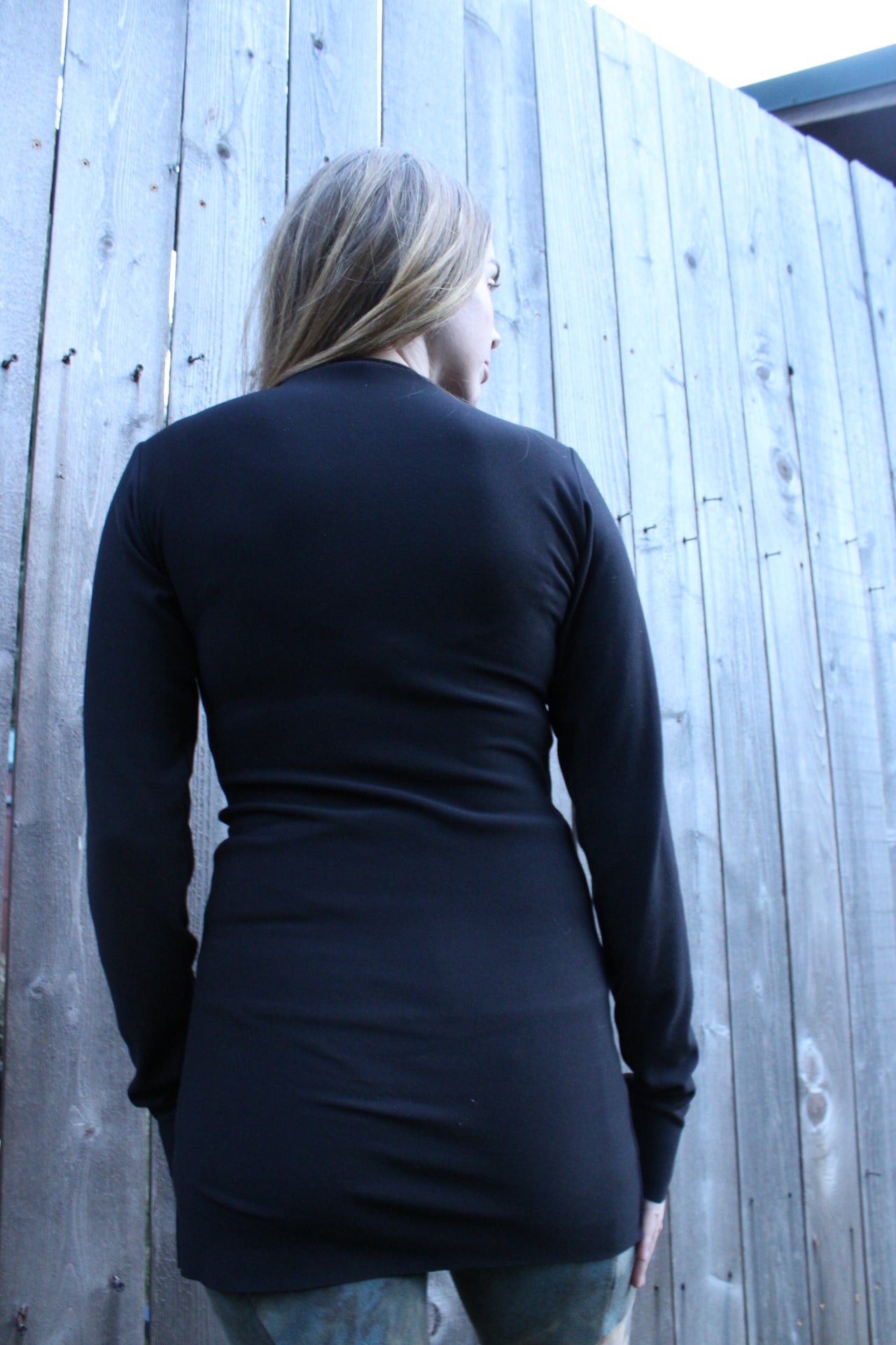 Small Long Sleeve Tunic Bamboo Merino Wool Black