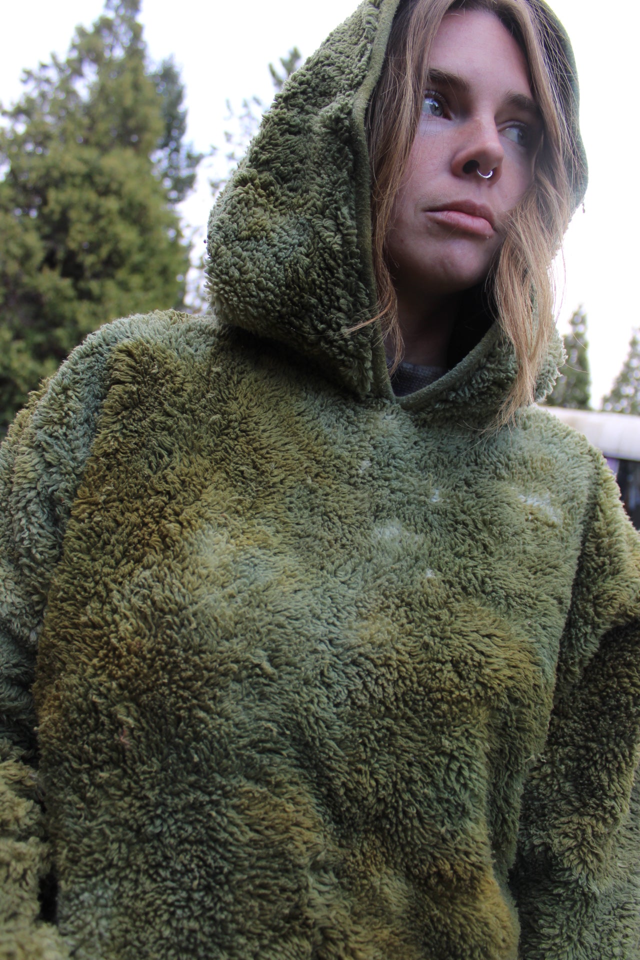 Medium Oversized Teddy Hoodie Moss Agate Colorway