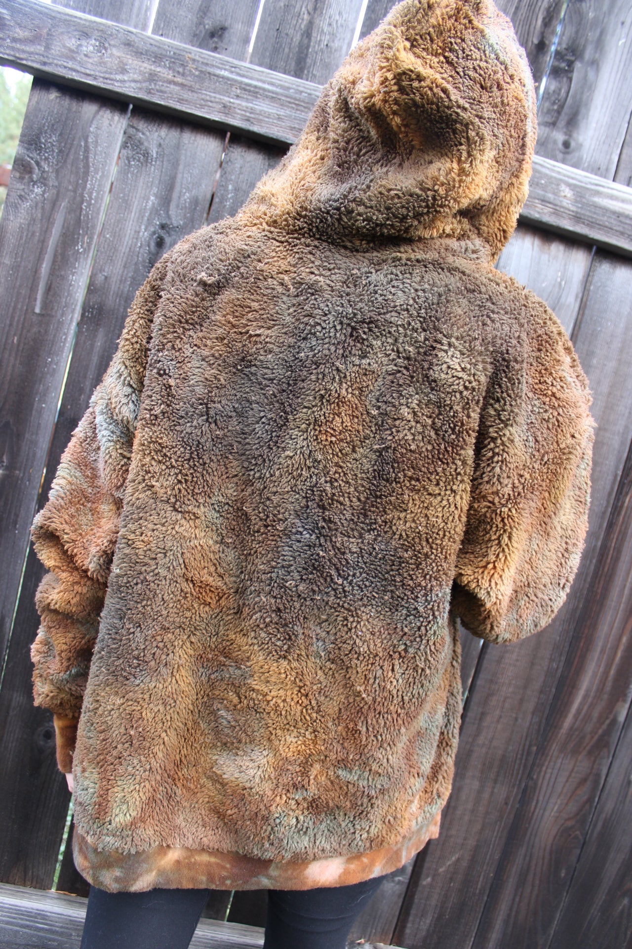 Large Oversized Teddy Hoodie Petrified Redwood Colorway