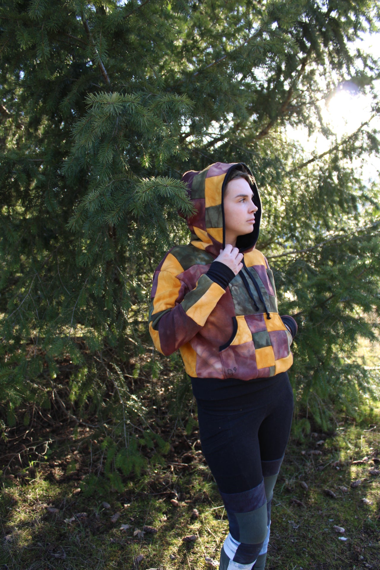 Small Patchwork Hoodie Slightly Crop