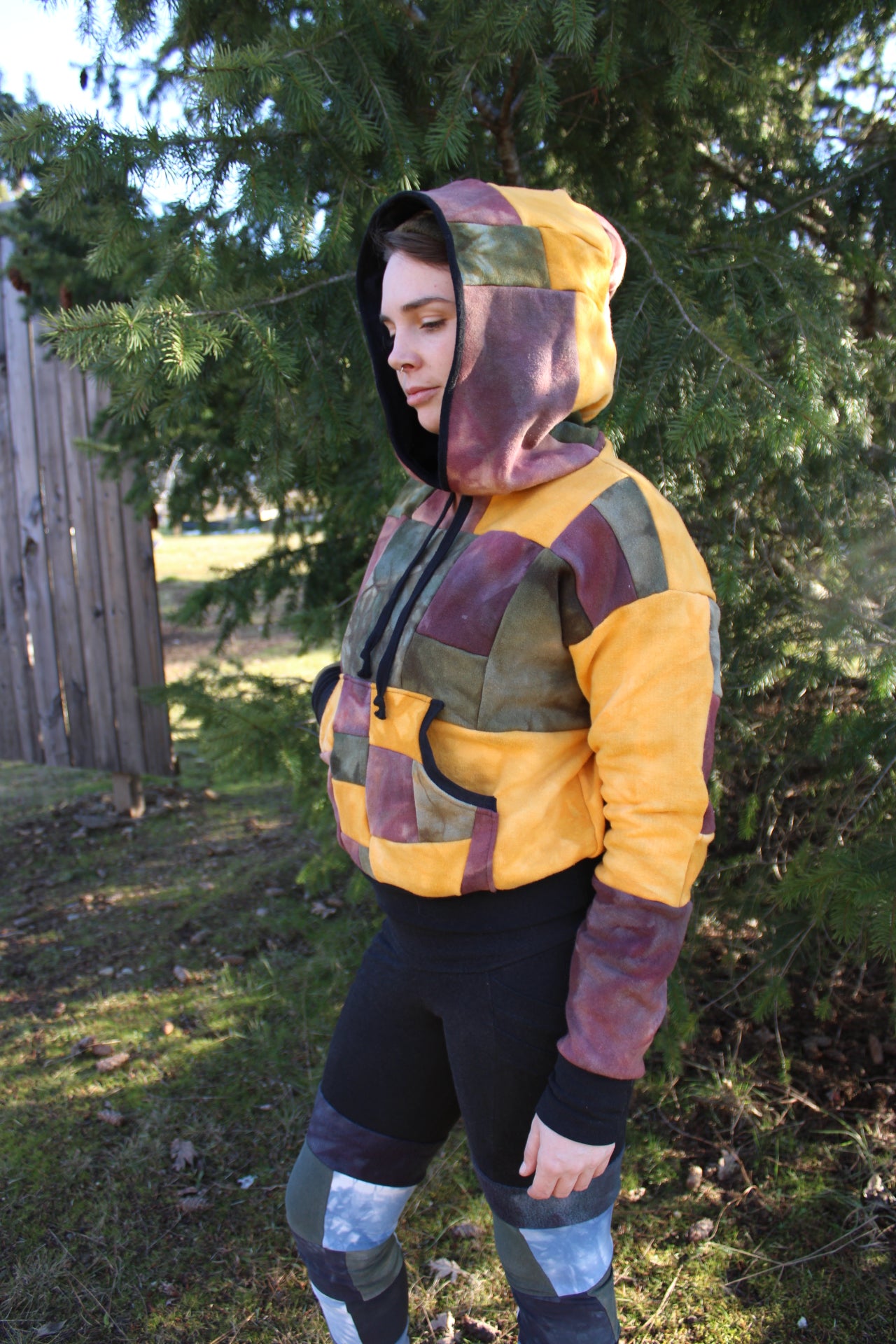 Small Patchwork Hoodie Slightly Crop