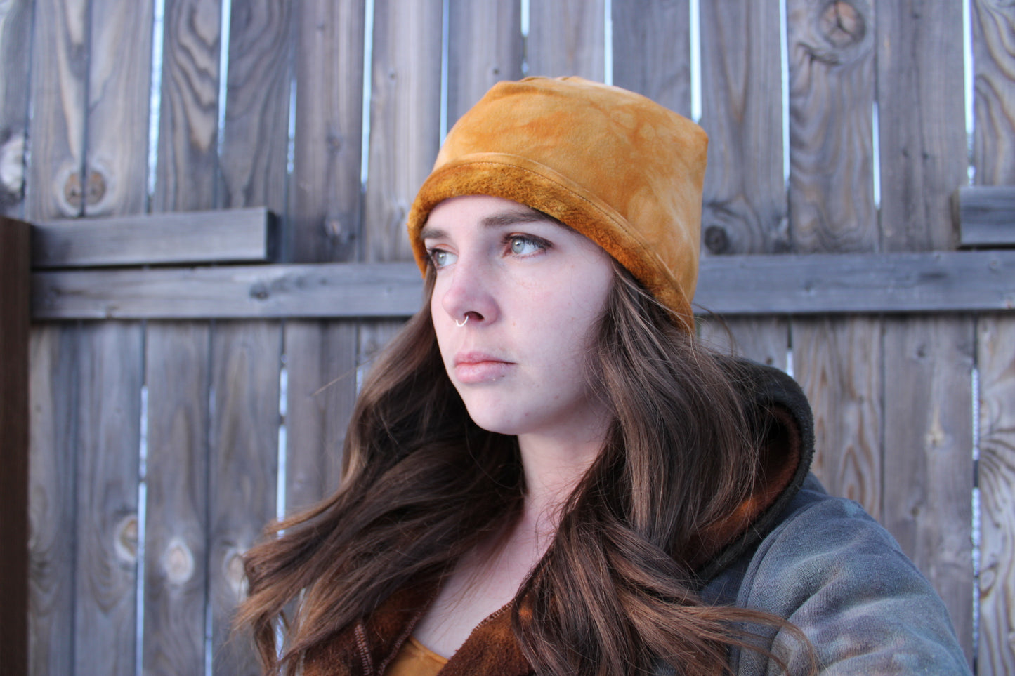 Heavy Fleece Beanie Amber Colorway