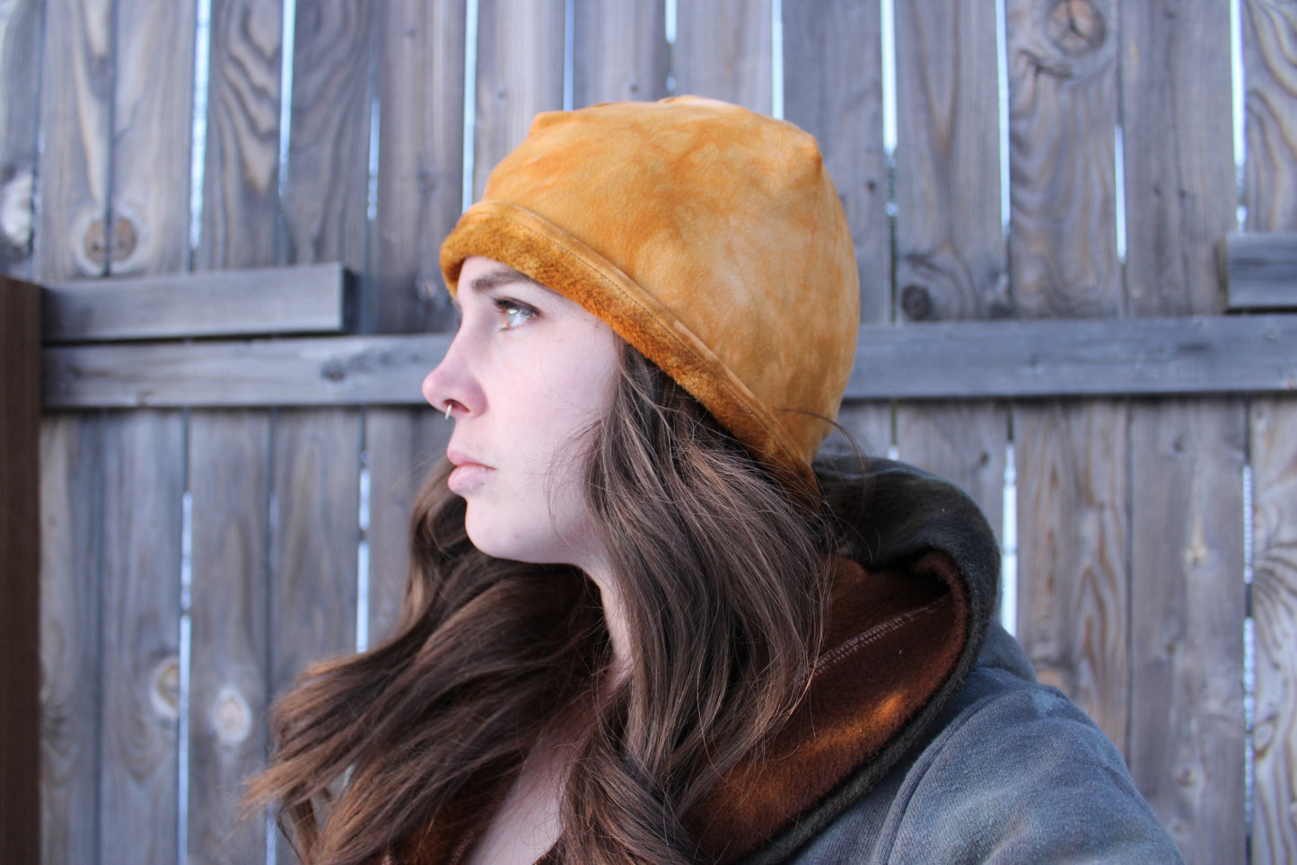 Heavy Fleece Beanie Amber Colorway